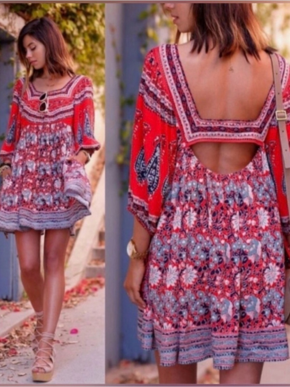 FREE PEOPLE Paisley Poppy MIDSUMMERS DREAM Mini Tunic Dress XS
